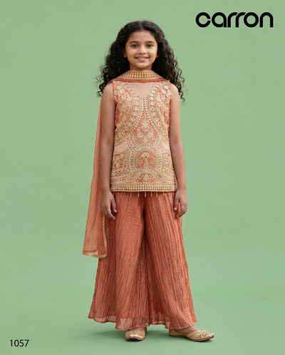Soft Orange Colour Plazo Set(GE-GPZS_1057)