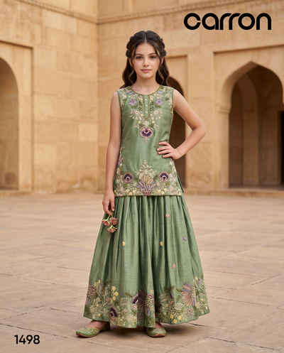 Sage Green Colour Ghaghra Choli(GE-GGHC_1498)