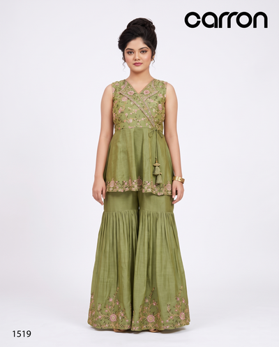 Olive Green Colour Plazo Set(GE-GPZS_1519)