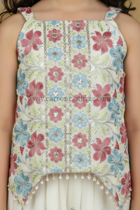 Cream Colour Plazo Set(GE-GPZS_1548)