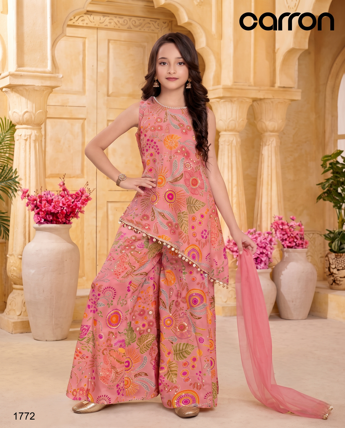 Peach Colour Plazo Set(GE-GPZS_1772)