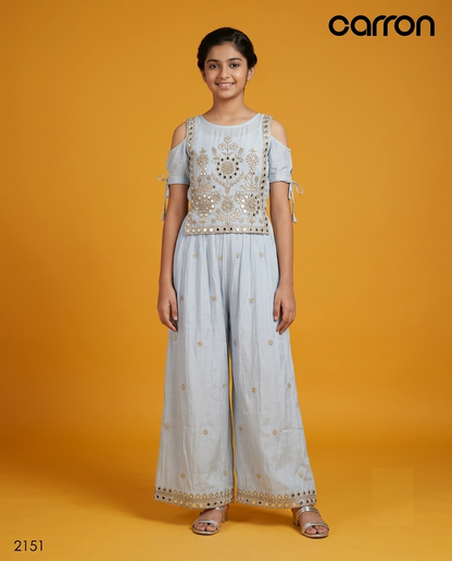 Powder Blue Colour Plazo Set(GE-GPZS_2151)