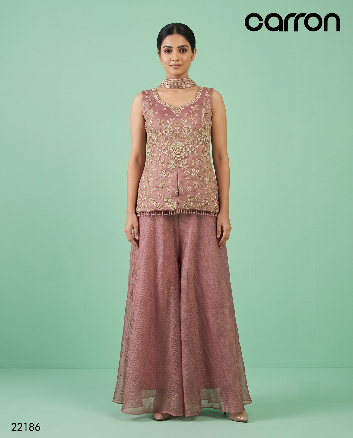 Onion Pink Colour Plazo Set(LE-WPZS_22186)