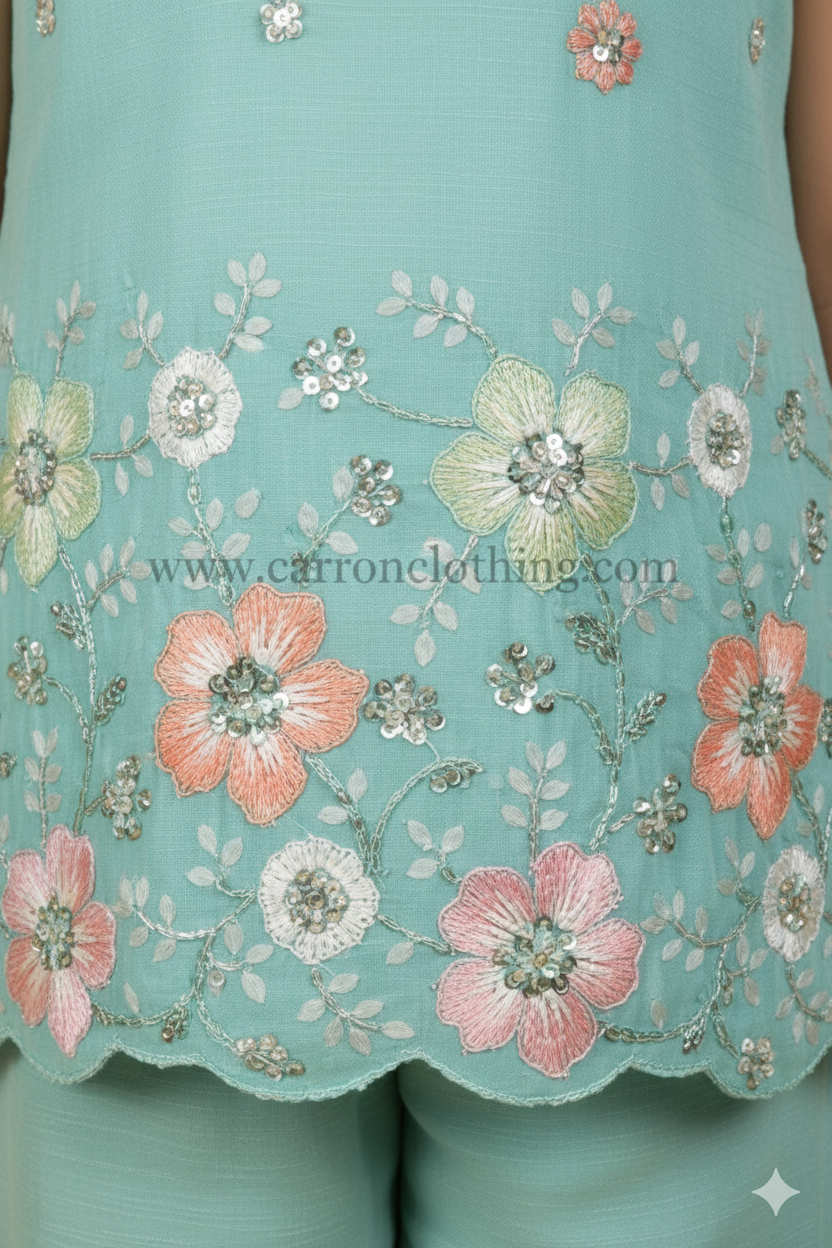 Mint Green Colour Plazo Set (GE-GPZS_2290)