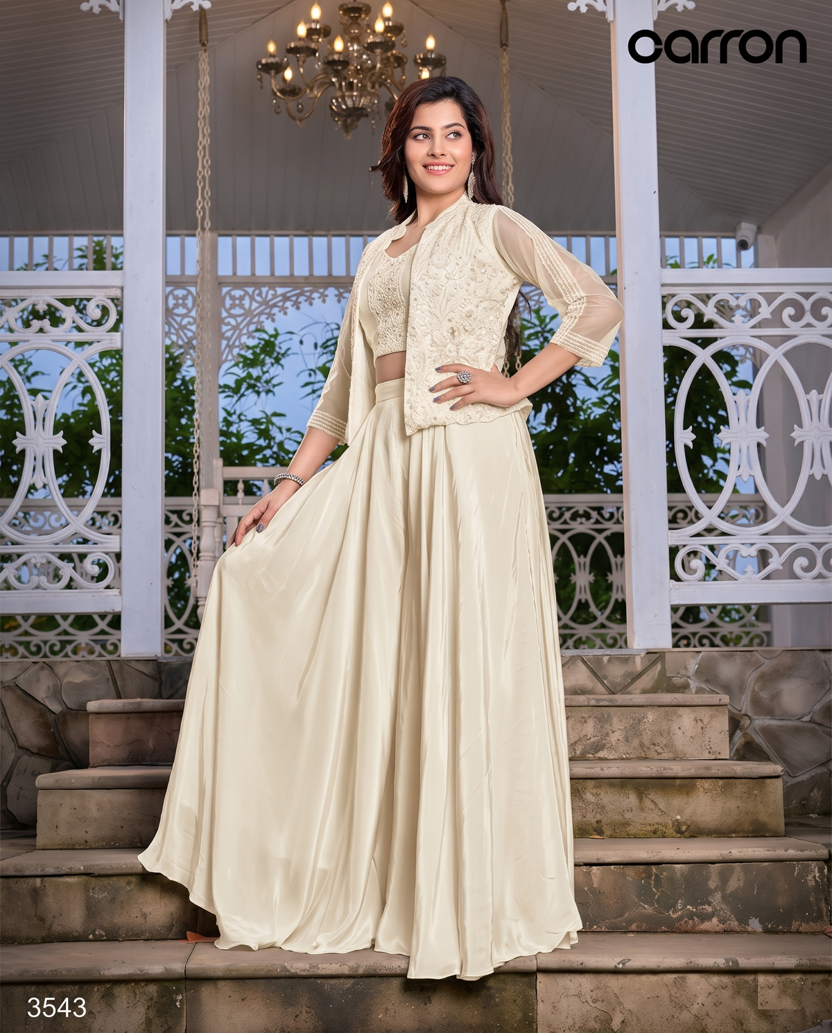 Cream Colour Plazo Set(GE-GPZS_3543)