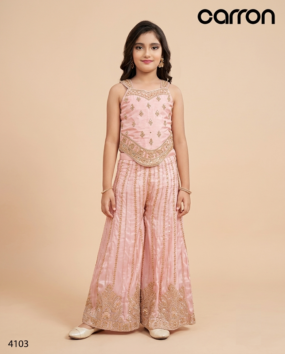 Soft Pink Colour Plazo Set(GE-GPZS_4103)