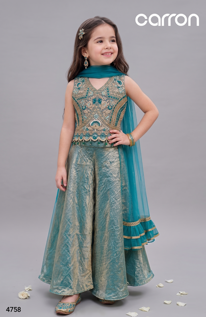 Teal Colour Plazo Set(GE-GPZS_4758)