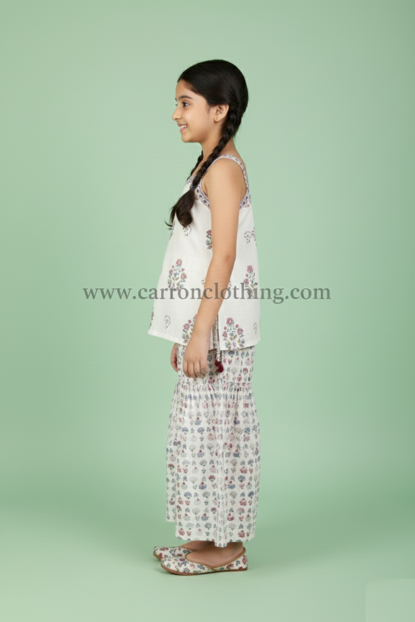 White Colour Gharara Set(GE-GGHS_4913)