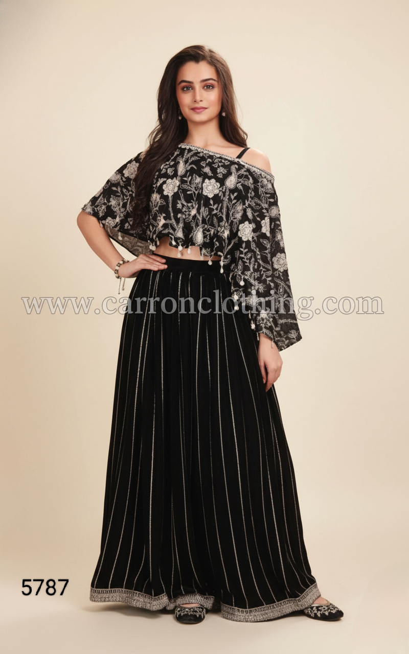 Black Colour Plazo Set(GE-GPZS_5787)