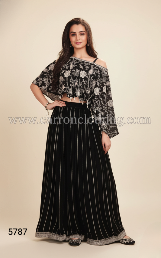 Black Colour Plazo Set(GE-GPZS_5787)