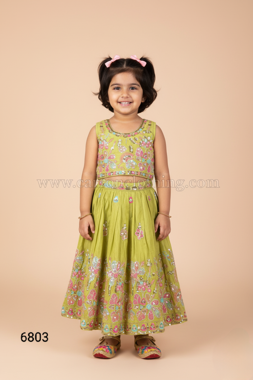 Green Colour Ghaghra Choli(GE-GGHC_6803)