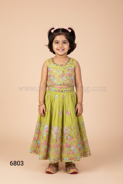 Green Colour Ghaghra Choli(GE-GGHC_6803)