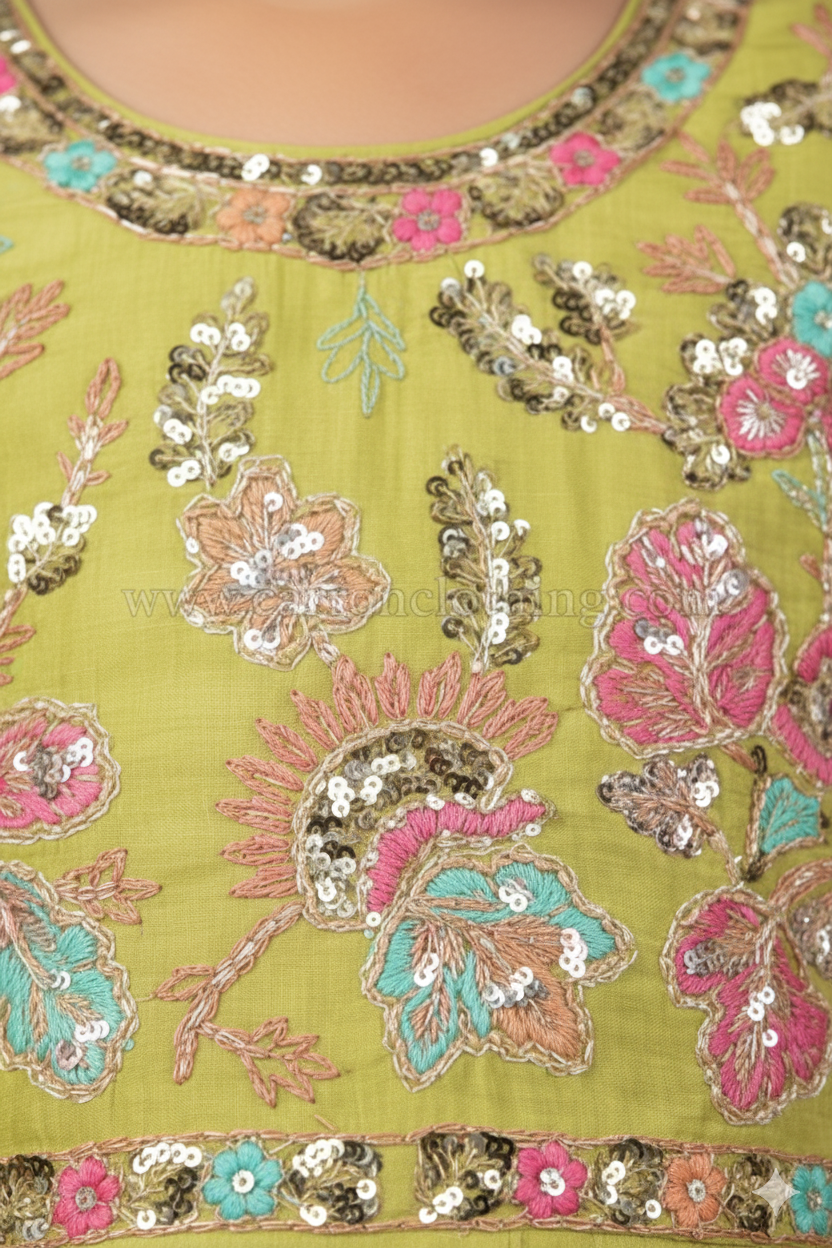 Green Colour Ghaghra Choli(GE-GGHC_6803)