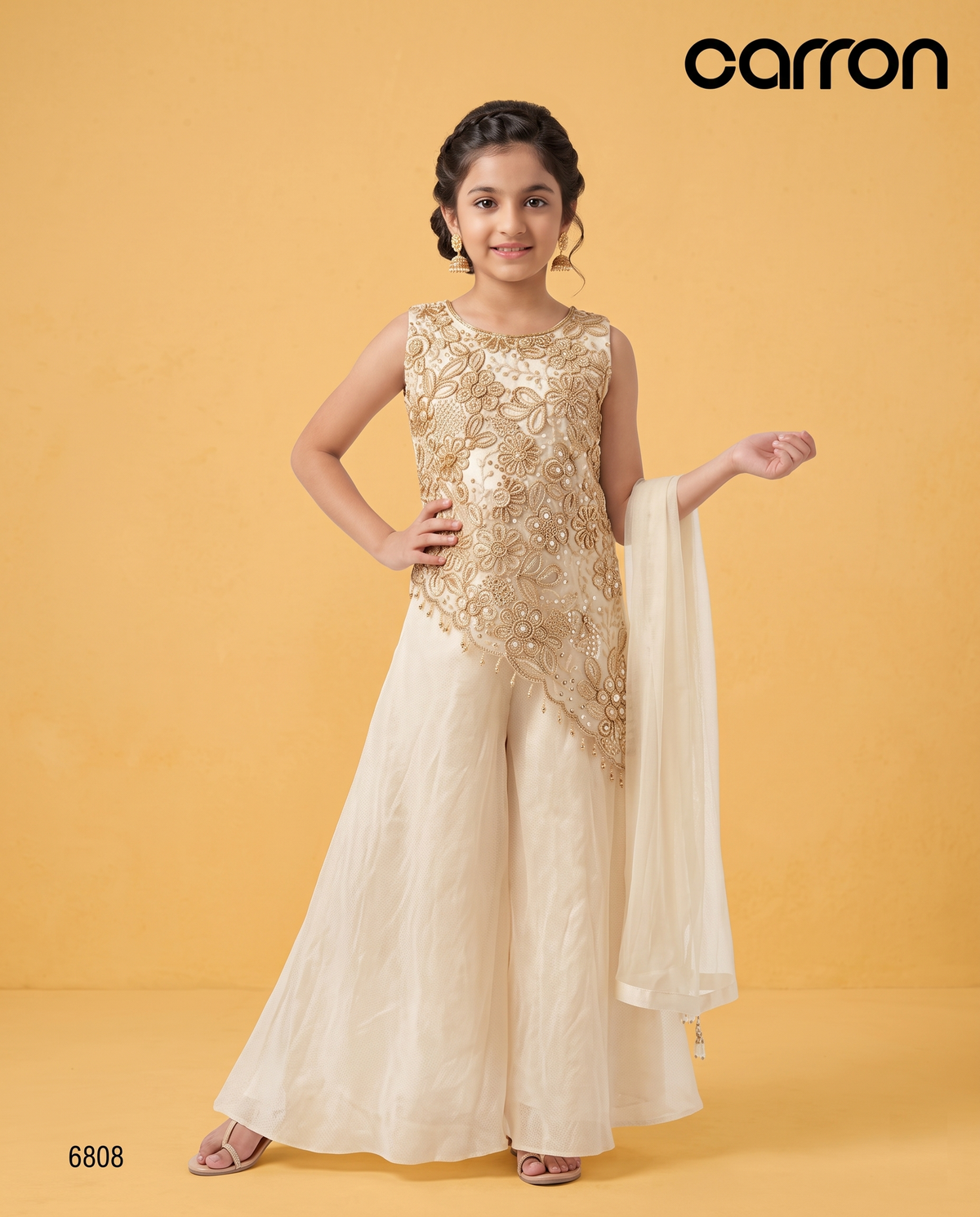 Cream Colour Plazo Set(GE-GPZS_6808)