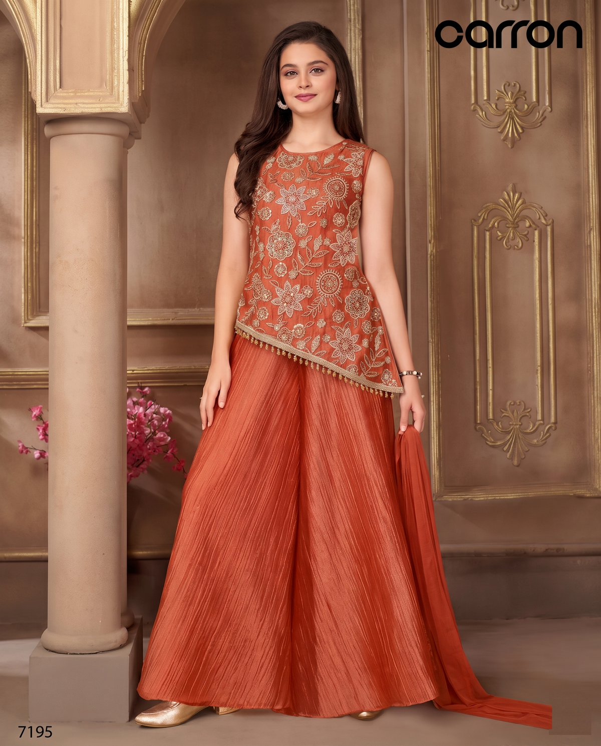 Orange Colour Plazo Set(GE-GPZS_7195)
