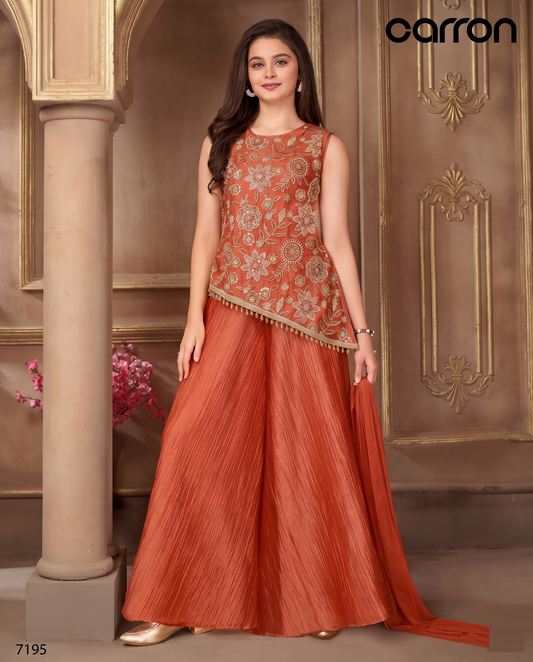 Orange Colour Plazo Set(GE-GPZS_7195)