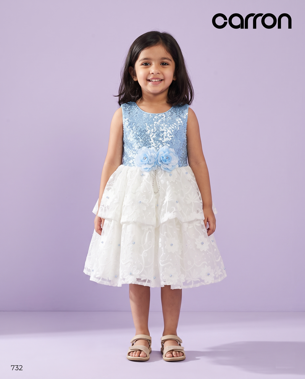 White & Blue Colour Party Frock(GE-GFRP_732)