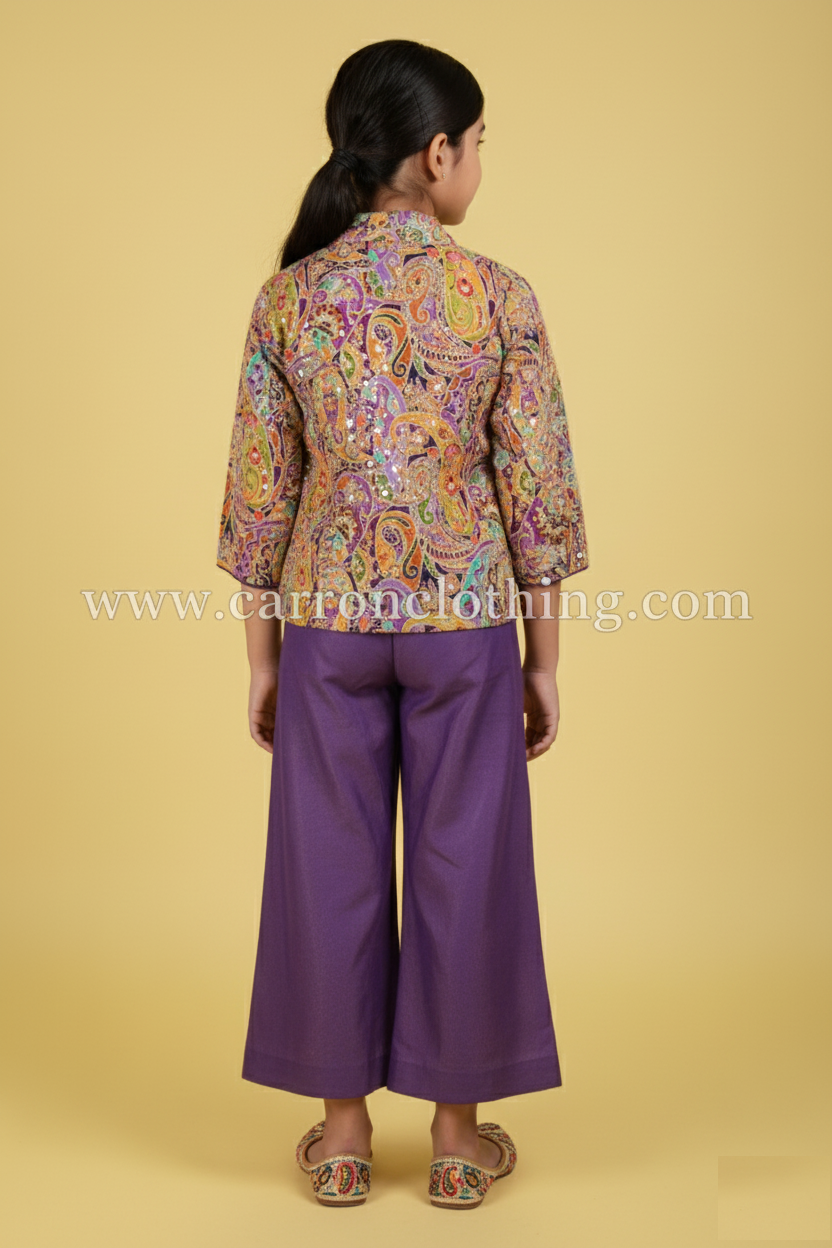 Purple Colour Plazo Set(GE-GPZS_9893)