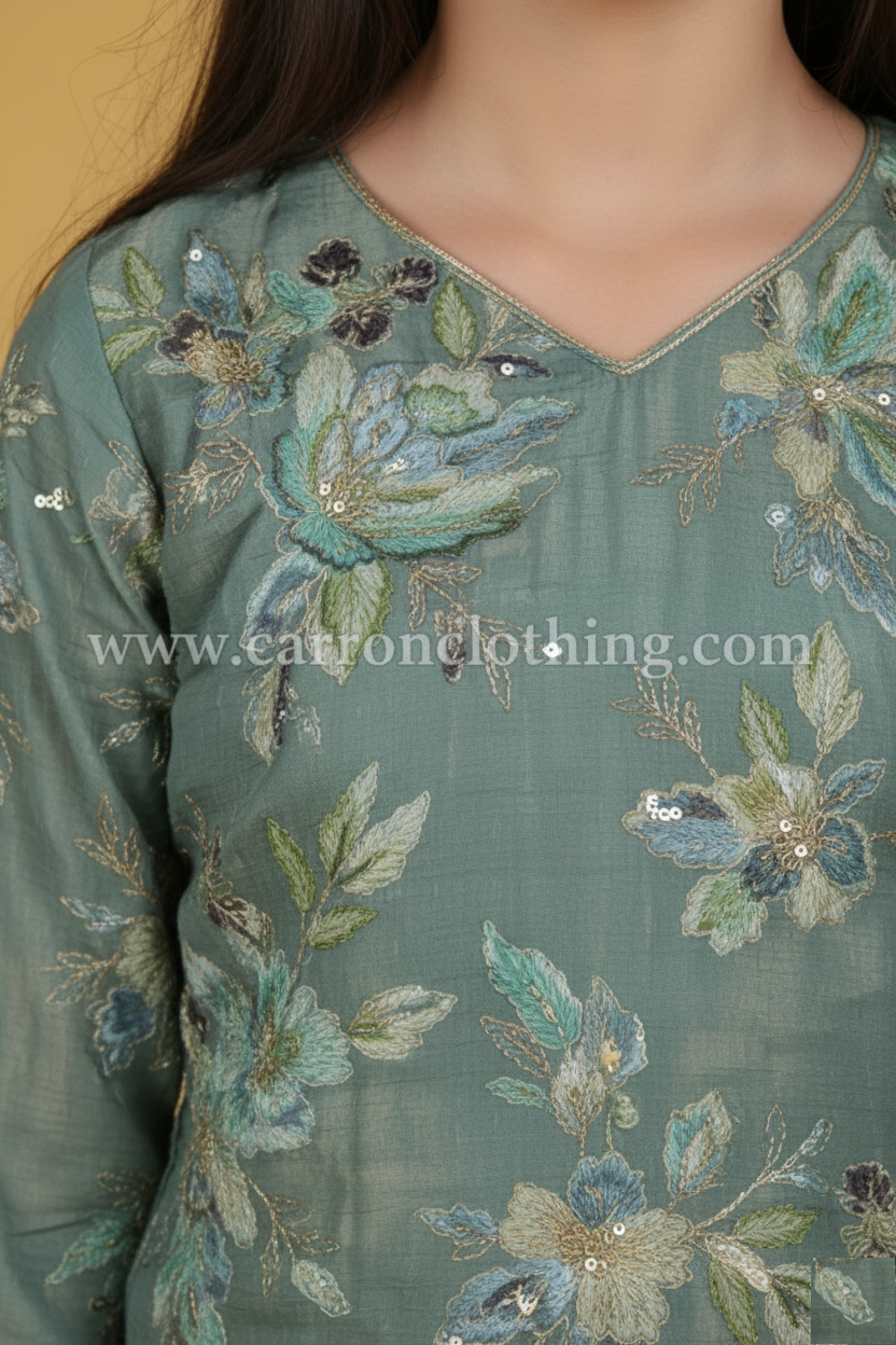 Green Colour Plazo Set(GE-GPZS_9895)