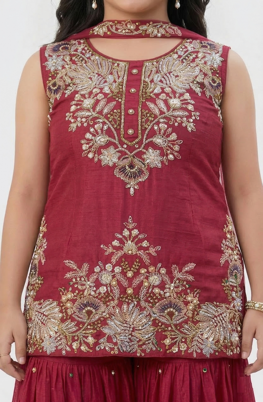 Deep Maroon Colour Chudidar(GE-GCHU_1438)
