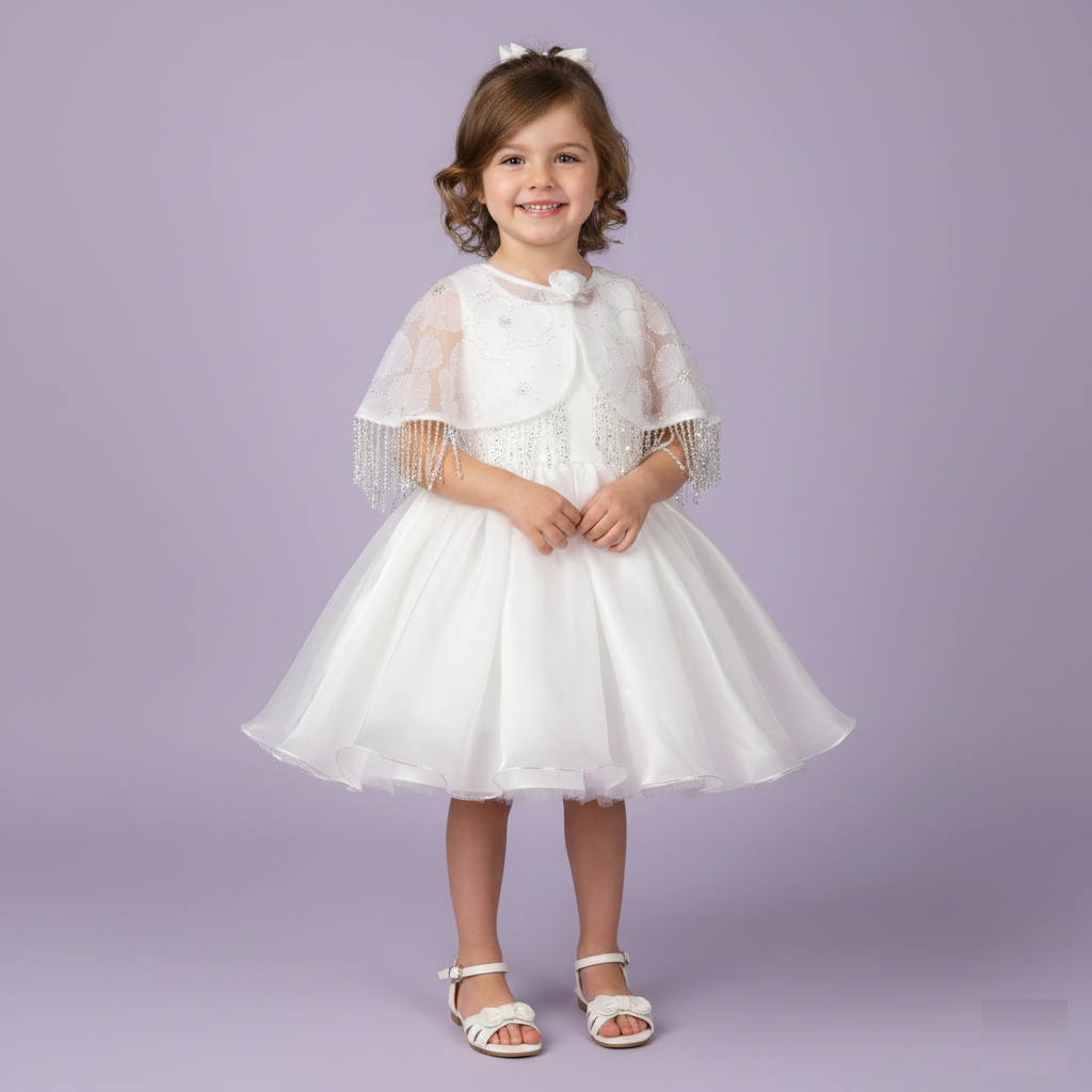 White Colour Party Frock(GE-GFRP_14026)
