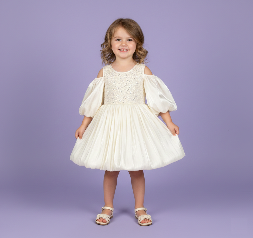 Cream Colour Party Frock(GE-GFRP_901)