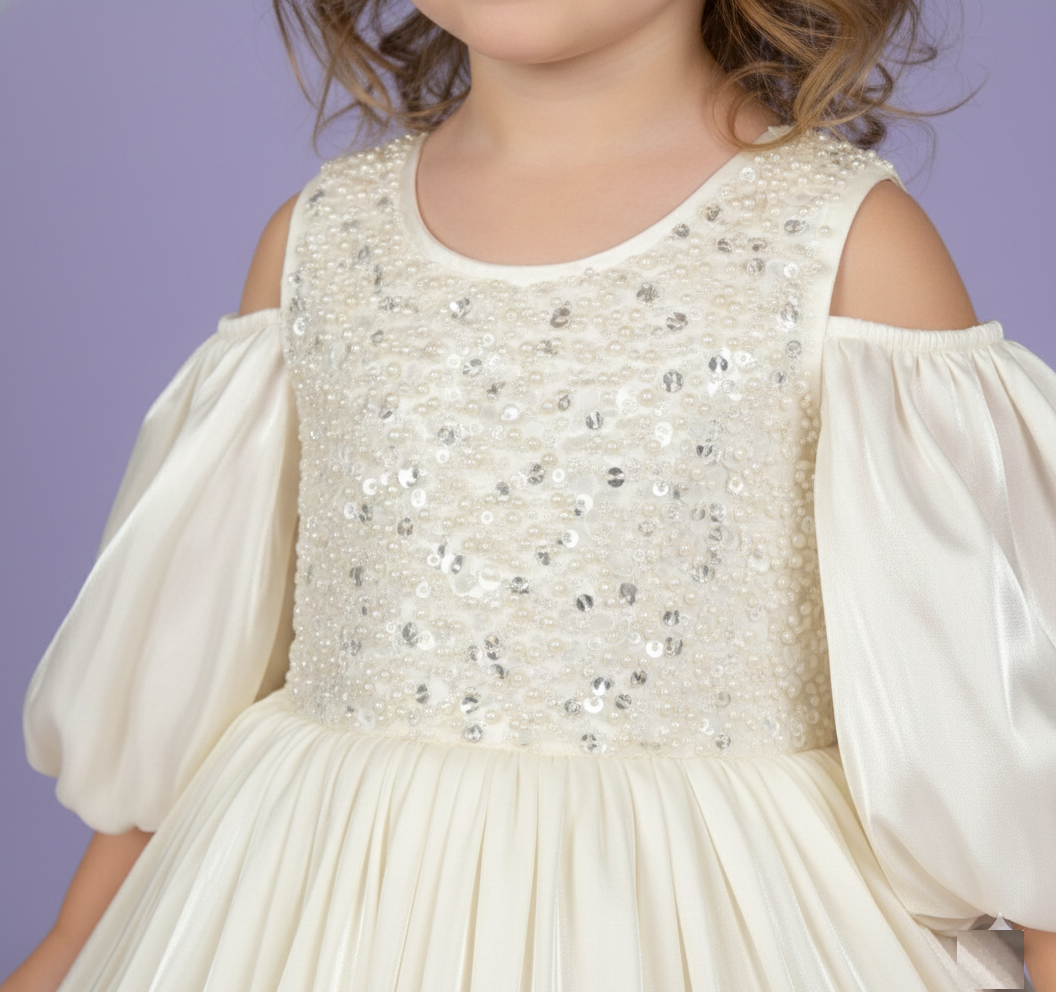 Cream Colour Party Frock(GE-GFRP_901)