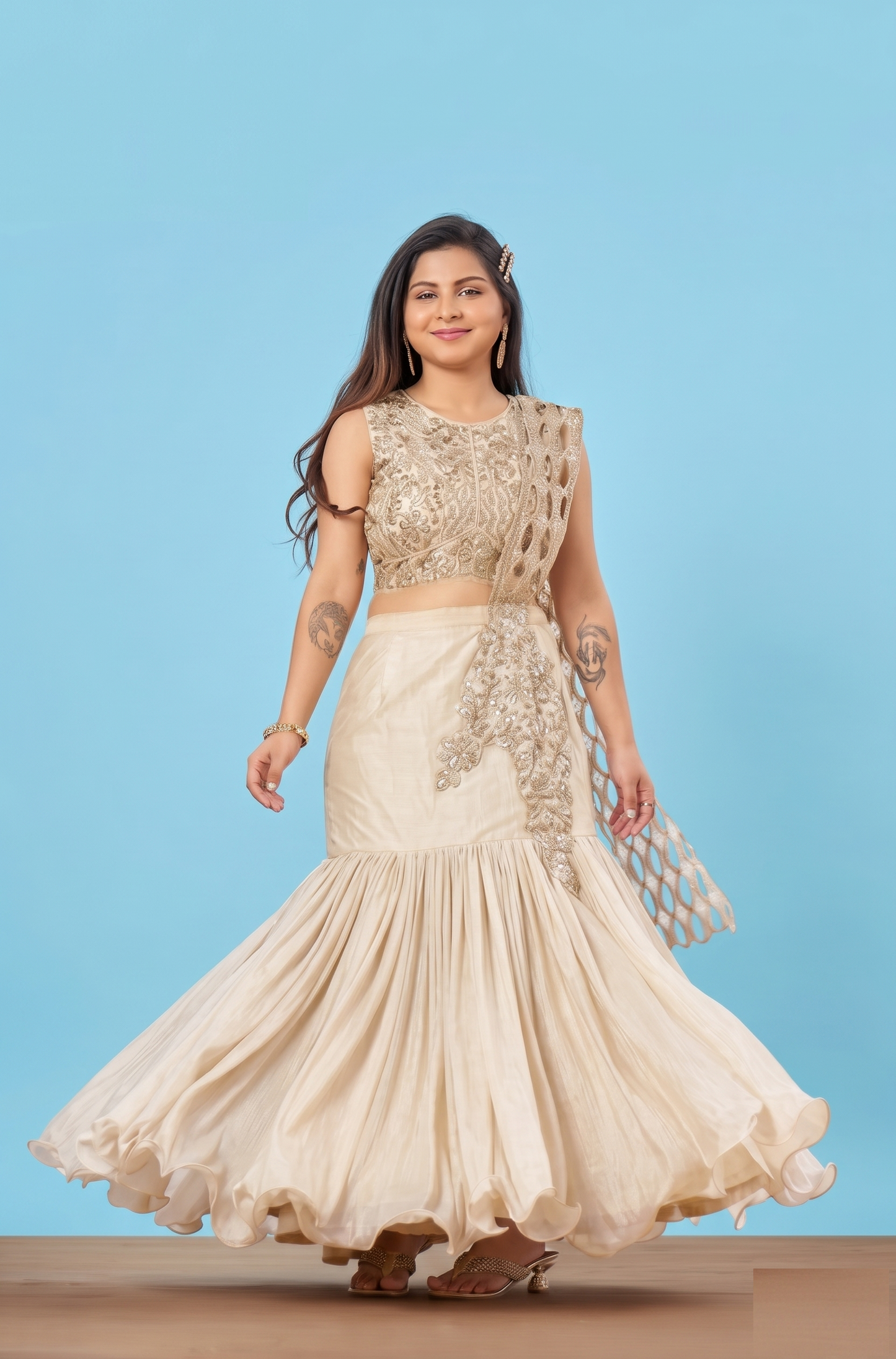 Chickoo Colour Ghaghra Choli(GE-GGHC_1391)