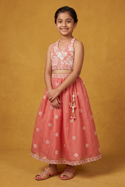 Tomato Colour Ghaghra Choli(GE-GGHC_1502)