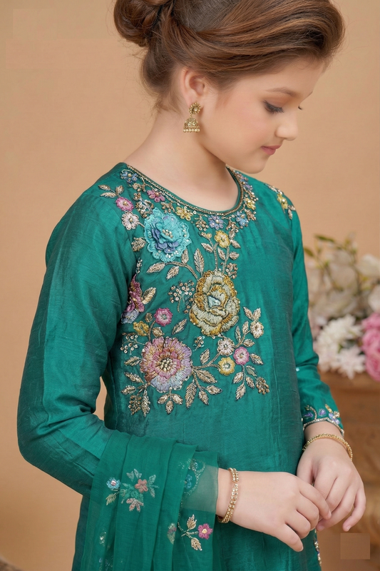 Teal Green Colour Gharara Set(GE-GGHS_2315)