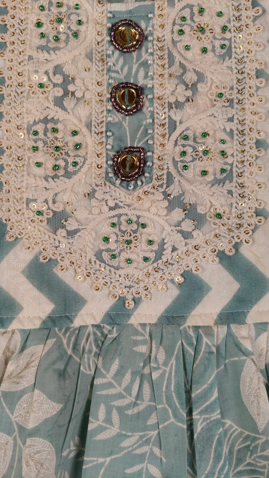 Seafoam Green Colour Gharara Set(GE-GGHS_2703)