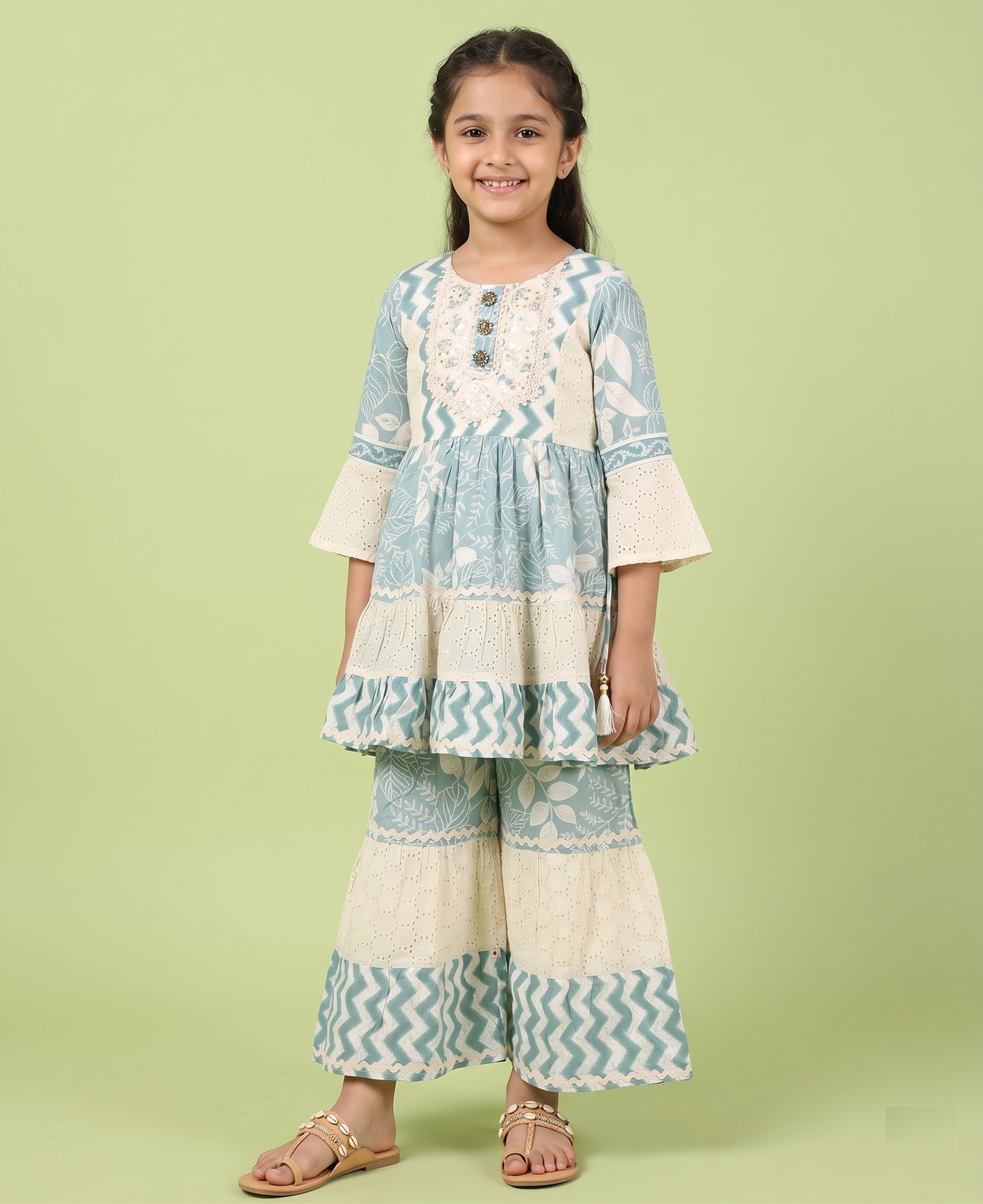 Seafoam Green Colour Gharara Set(GE-GGHS_2703)