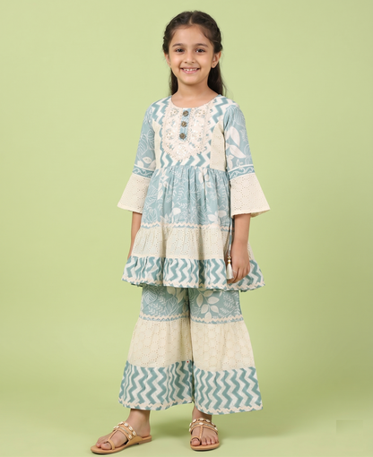 Seafoam Green Colour Gharara Set(GE-GGHS_2703)