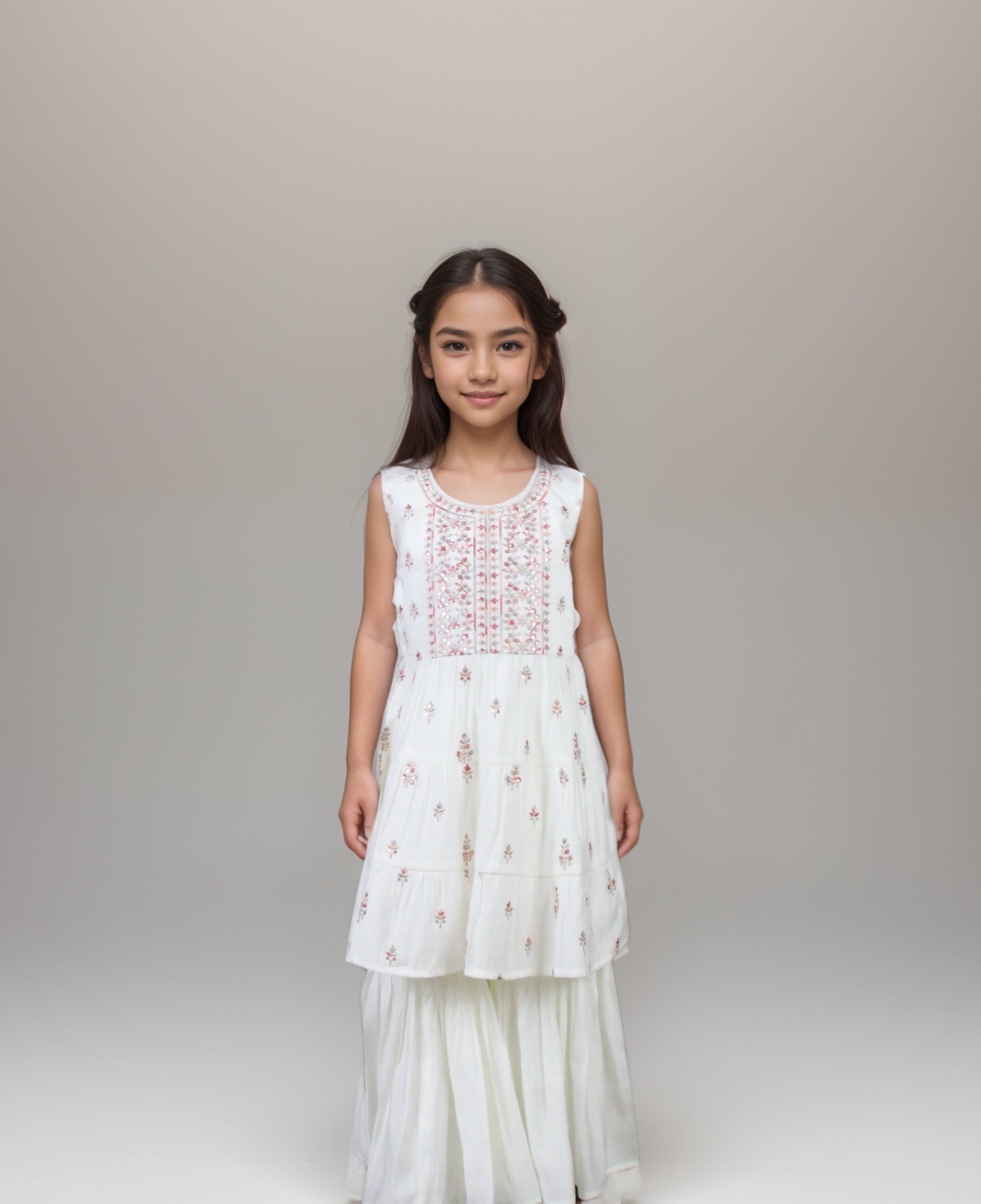 Cream Colour Gharara Set(GE-GGHS_7075)