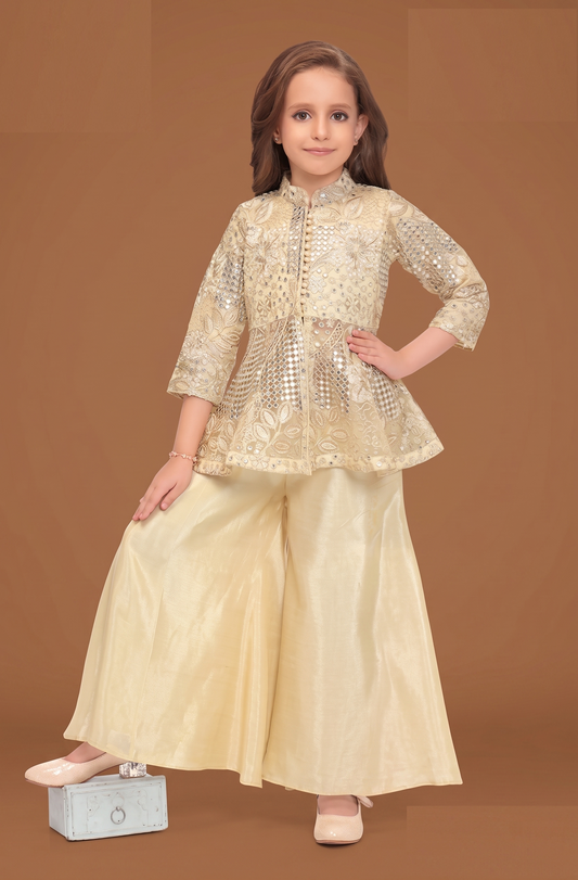 Fawn Colour Plazo Set(GE-GPZS_1164)