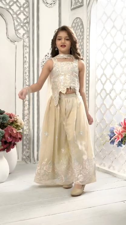 Cream Colour Plazo Set(GE-GPZS_1471)