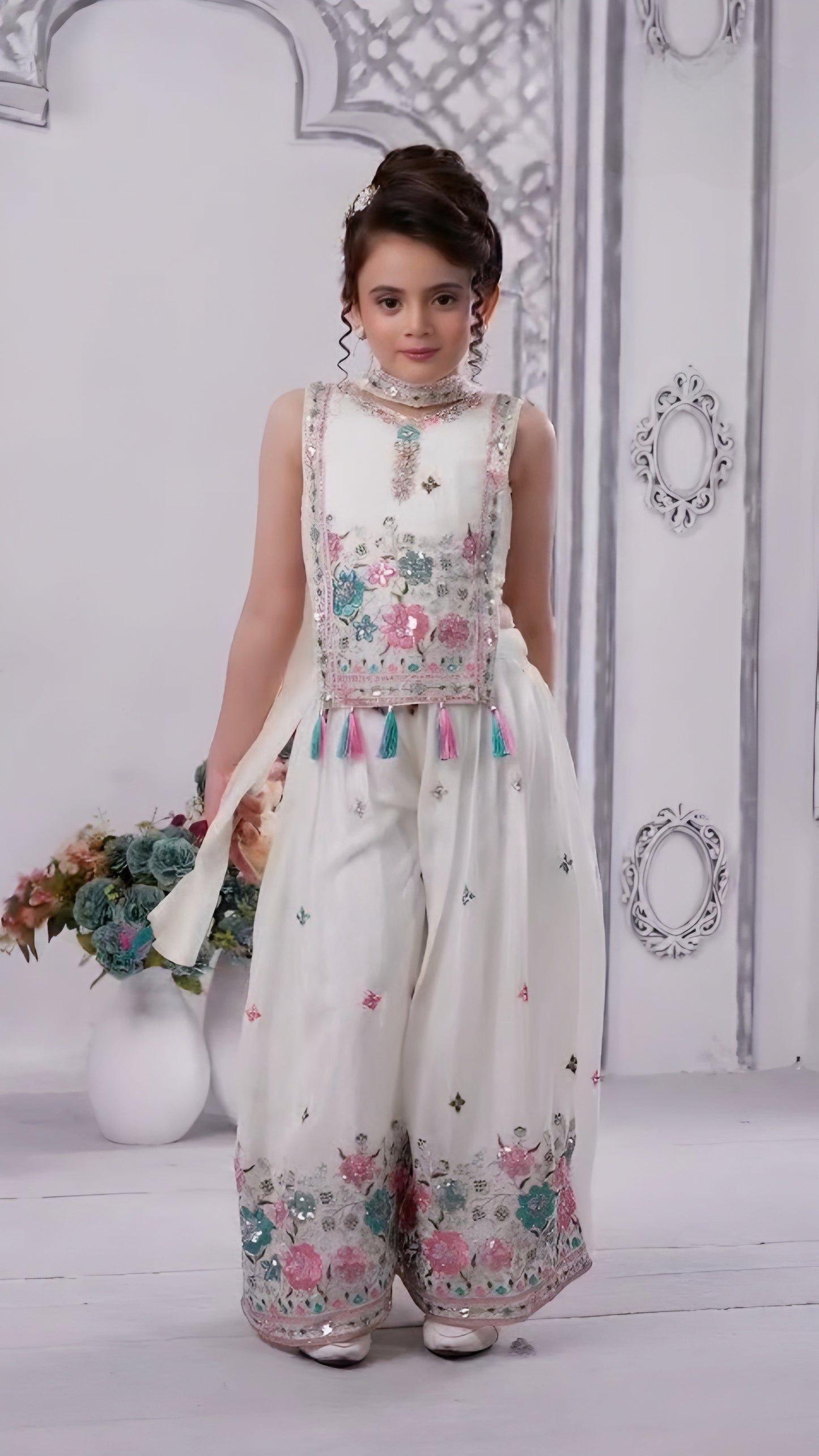 Cream Colour Plazo Set(GE-GPZS_1483)