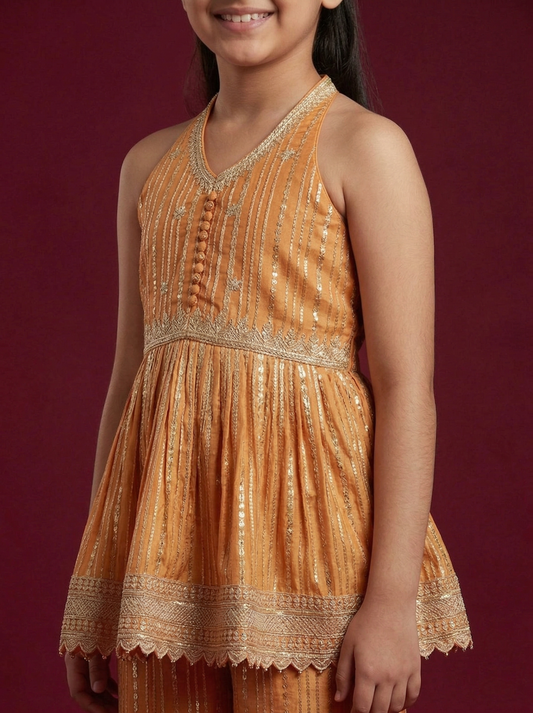 Marigold Orange Colour Plazo Set(GE-GPZS_2030)