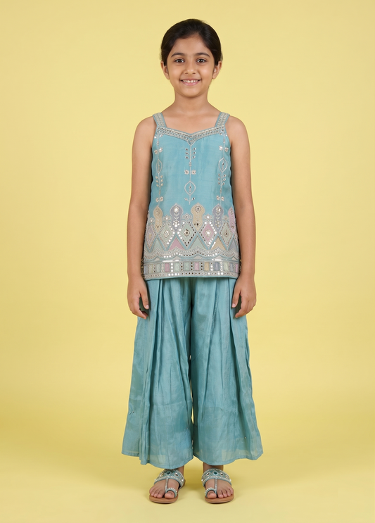 Teal Blue Colour Plazo Set(GE-GPZS_3303)