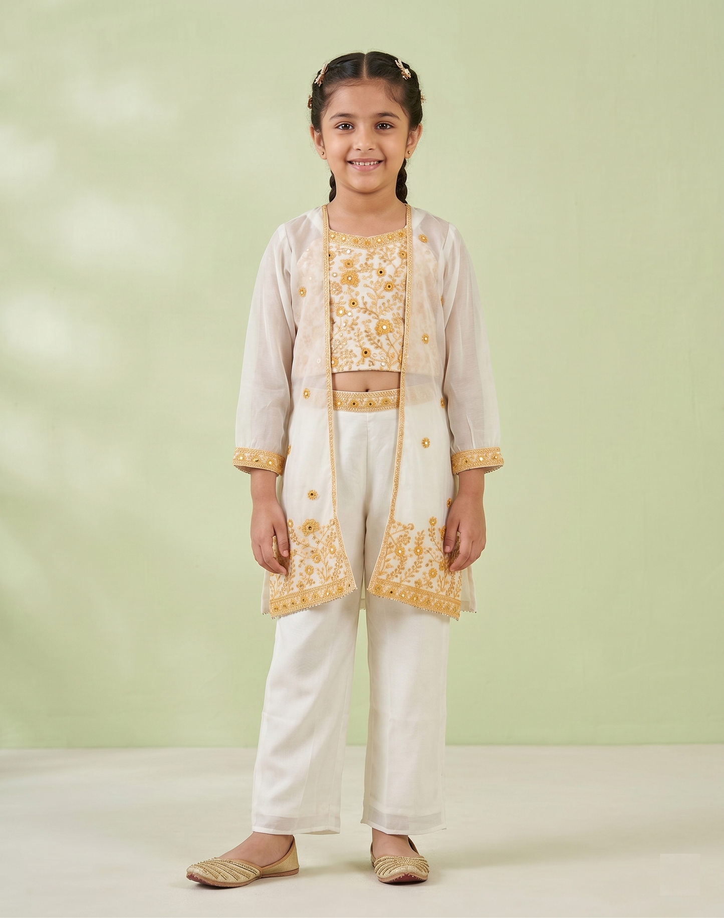 Ivory & Gold  Colour Plazo Set(GE-GPZS_6303)