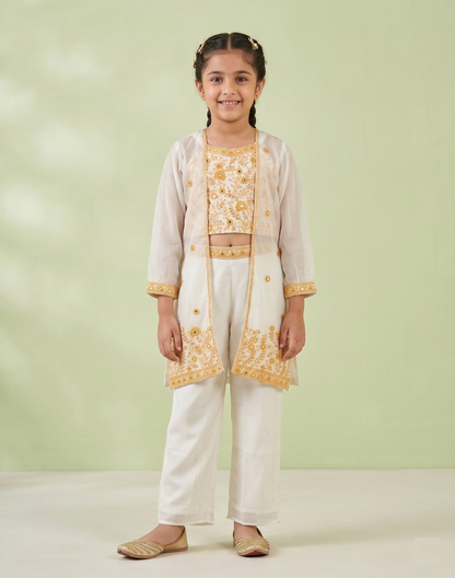 Ivory & Gold  Colour Plazo Set(GE-GPZS_6303)