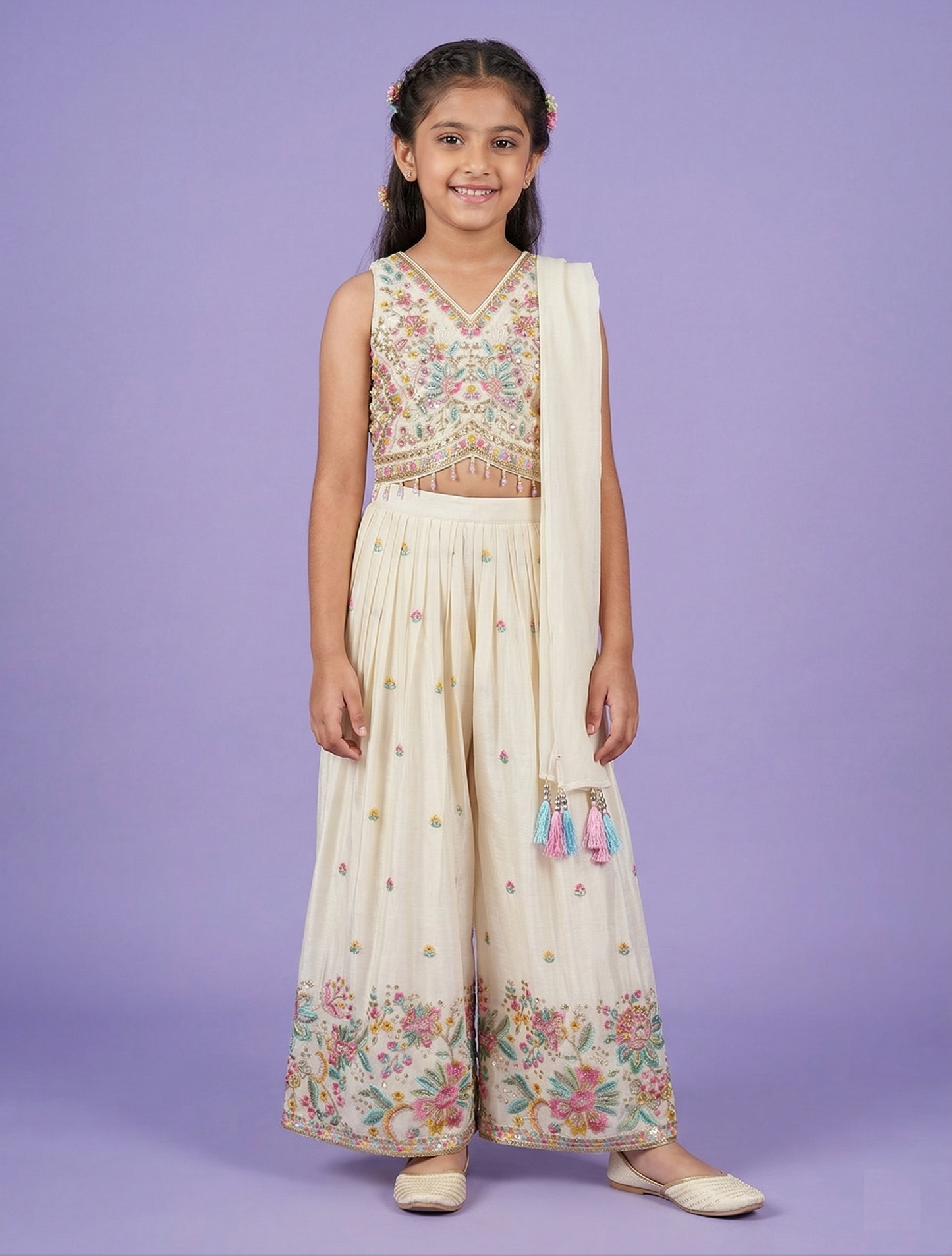 Cream Colour Plazo Set(GE-GPZS_6765)