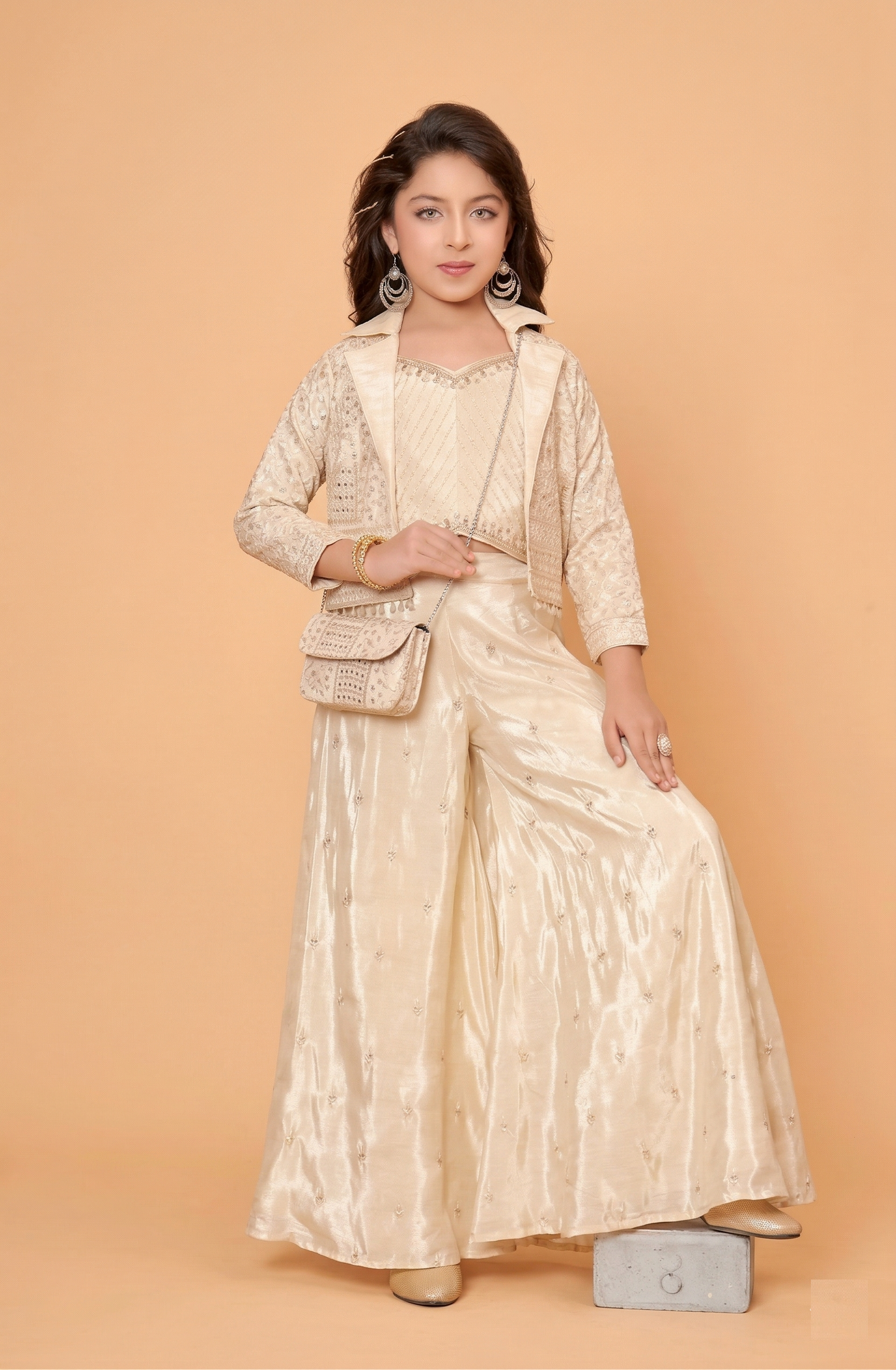 Cream Colour Plazo Set(GE-GPZS_853)