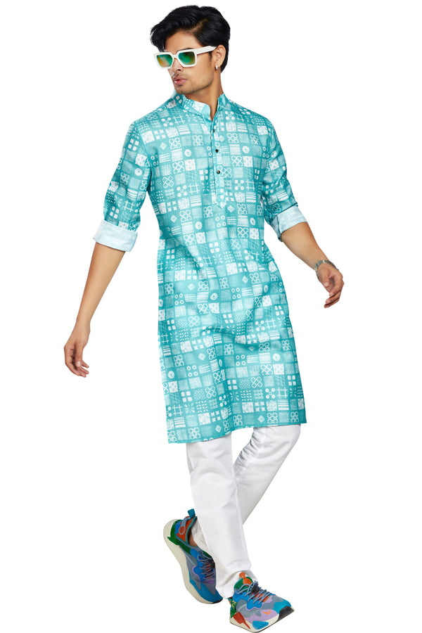 Ice Blue Colour Casual Kurta(MC-MKUC_GKL-DIGI SURFAC L 23B)