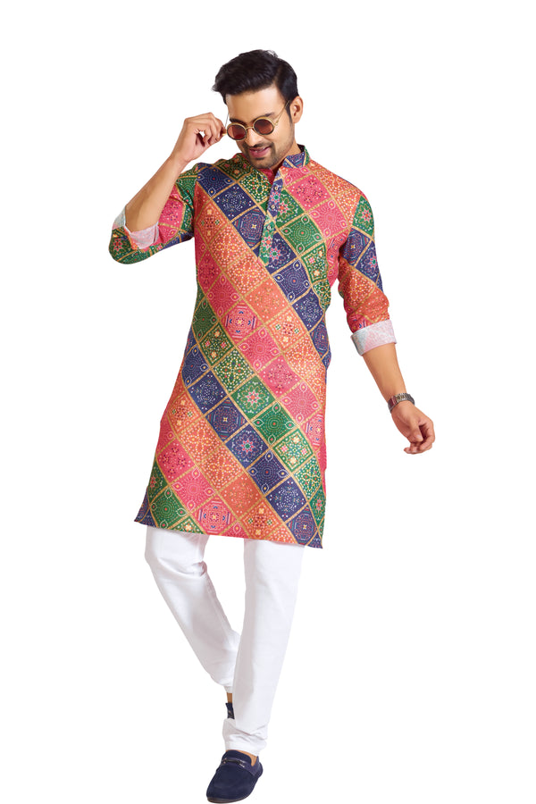 Multi Colour Casual Kurta(MC-MKUC_GKL-DIGI BANDHEJ L 158 B)