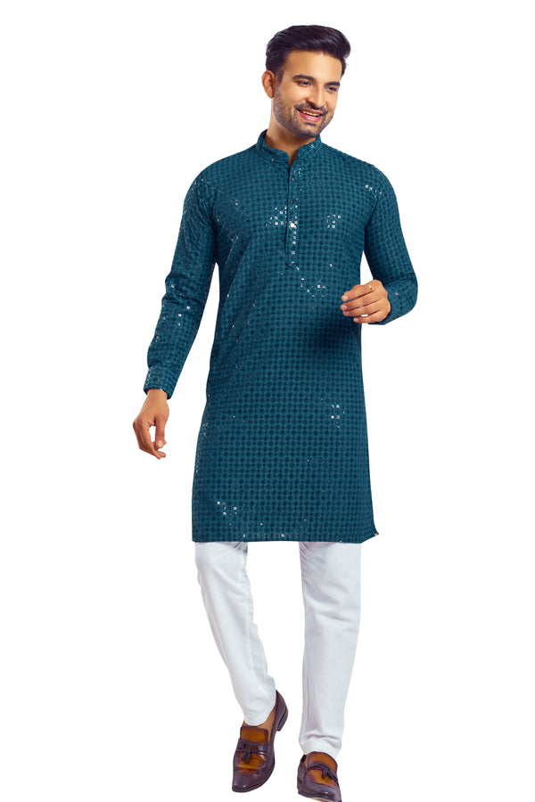 Peacock Blue Colour Kurta With Bottom(MC-MKUC_GKL-EMILIO 19)