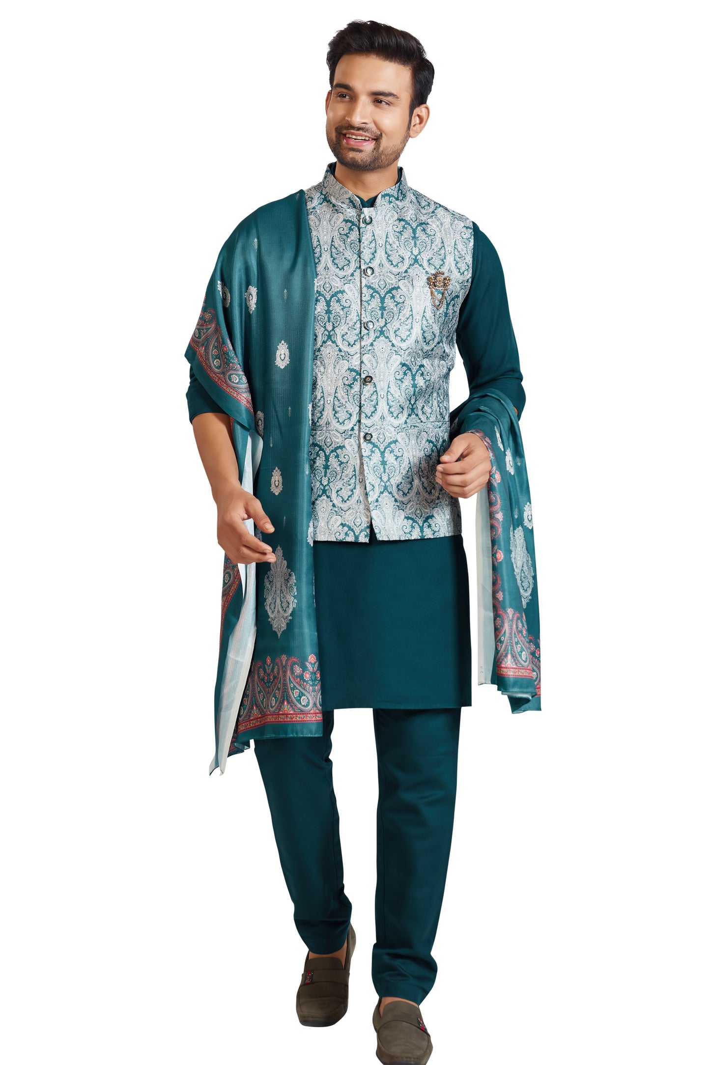 Peacock Blue Colour Bundi Set(ME-MBUS_GKSD PAISLEY)