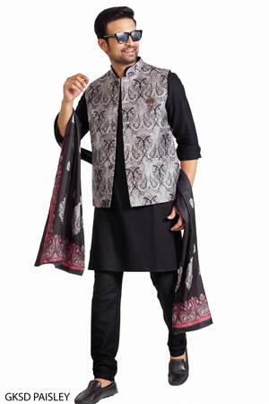 Black Colour Bundi Set(ME-MBUS_GKSD PAISLEY)