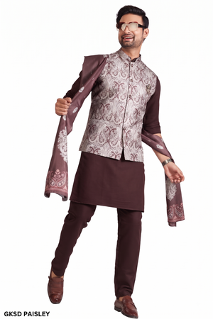 Brown Colour Bundi Set(ME-MBUS_GKSD PAISLEY)
