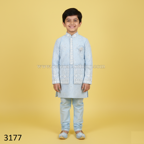 Sky Blue Colour Jacket Kurta Set(BE-BBUS_3177)